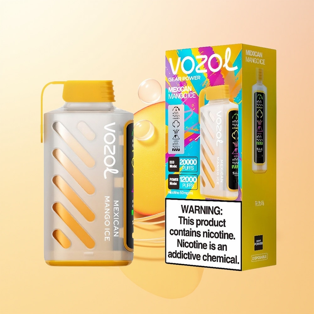 VOZOL Gear Power 20000 Puffs Finland Tukku Meksikolainen Mango Jää SiLC Tech Dual Mesh Coil Full Screen Display 20mL 5
