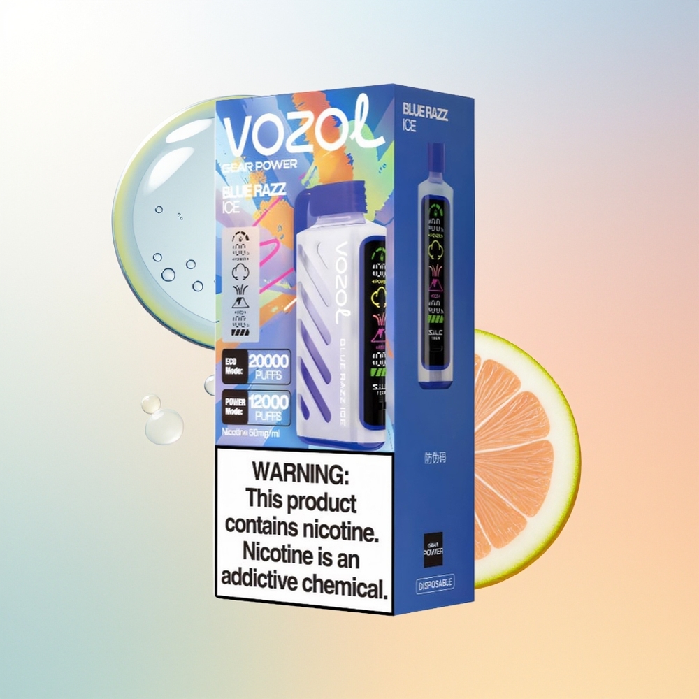 VOZOL Gear Power 20000 Puffs Finland Tukku Sininen Vadelma Jää SiLC Tech Dual Mesh Coil Full Screen Display 20mL 5