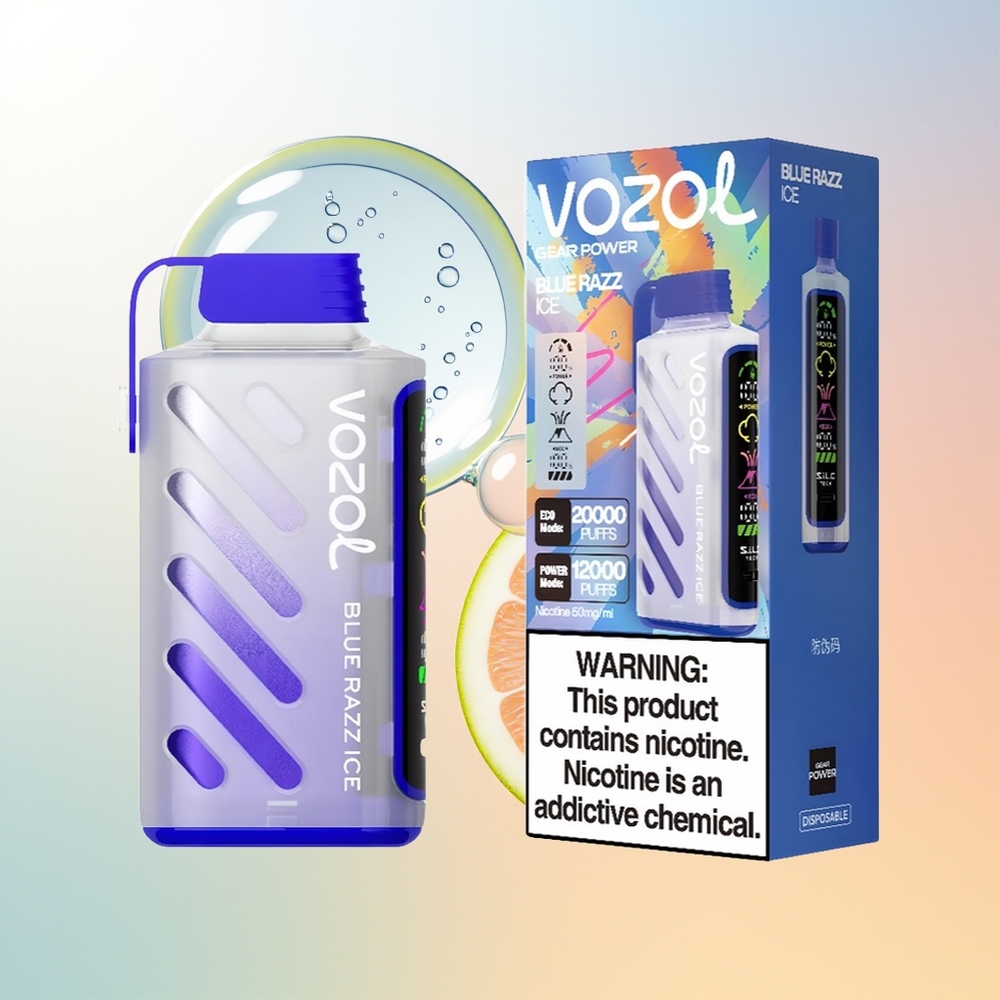 VOZOL Gear Power 20000 Puffs Finland Tukku Sininen Vadelma Jää SiLC Tech Dual Mesh Coil Full Screen Display 20mL 5