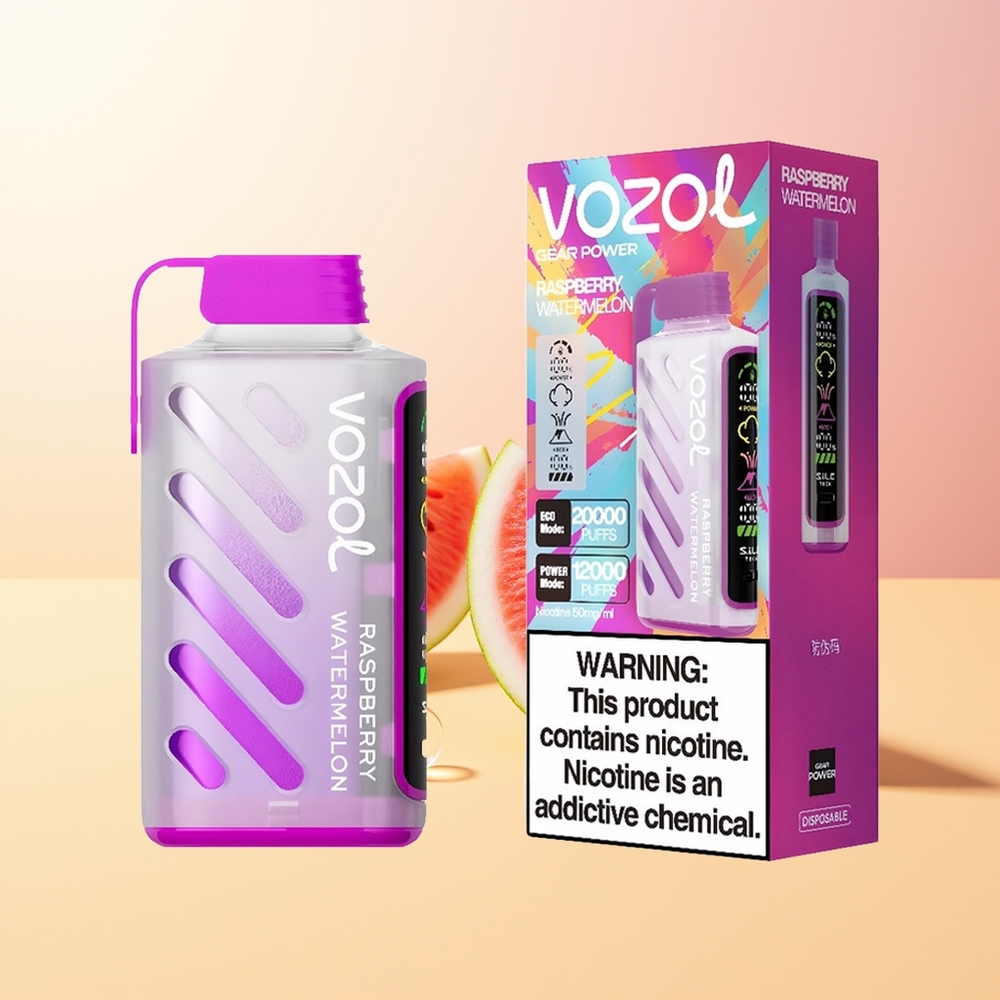 VOZOL Gear Power 20000 Puffs Finland Tukku Vadelma Vesimeloni Dual Mesh 20mL 50mg