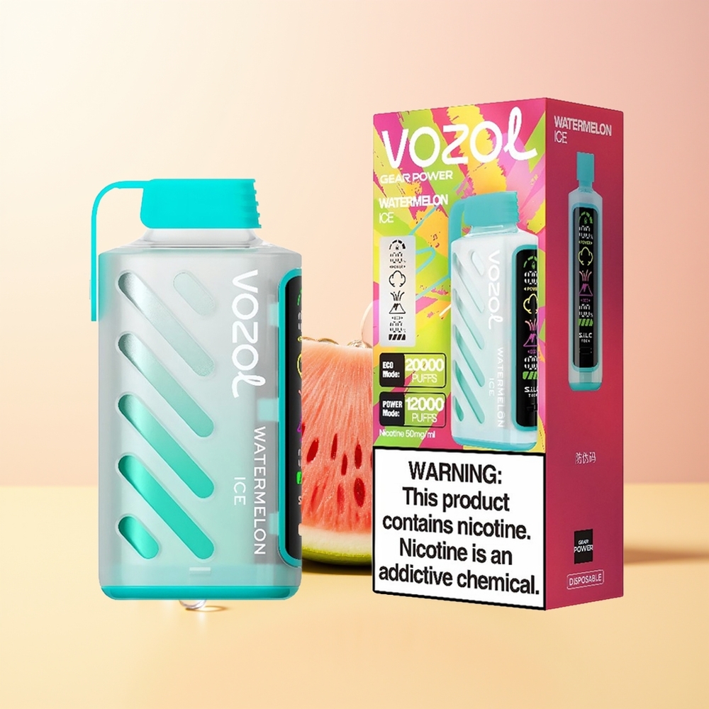 VOZOL Gear Power 20000 Puffs Finland Tukku Vesimeloni Jää SiLC Tech Dual Mesh Coil Full Screen Display 20mL 5