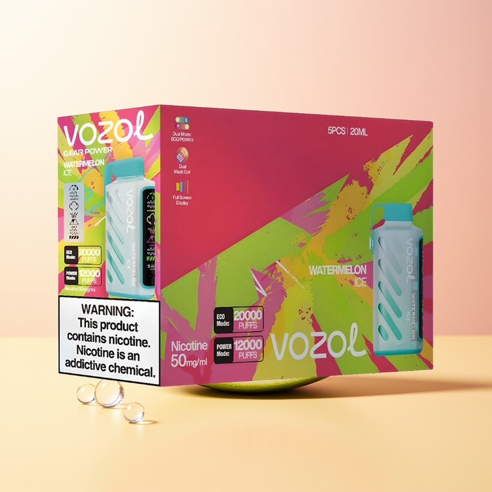 VOZOL Gear Power 20000 Puffs Finland Tukku Vesimeloni Jää SiLC Tech Dual Mesh Coil Full Screen Display 20mL 5