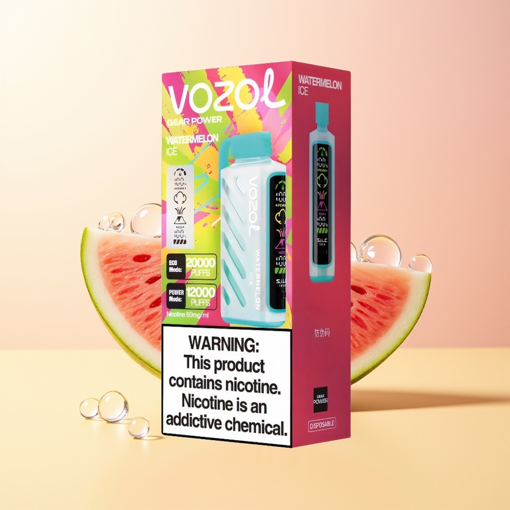 VOZOL Gear Power 20000 Puffs Finland Tukku Vesimeloni Jää SiLC Tech Dual Mesh Coil Full Screen Display 20mL 5