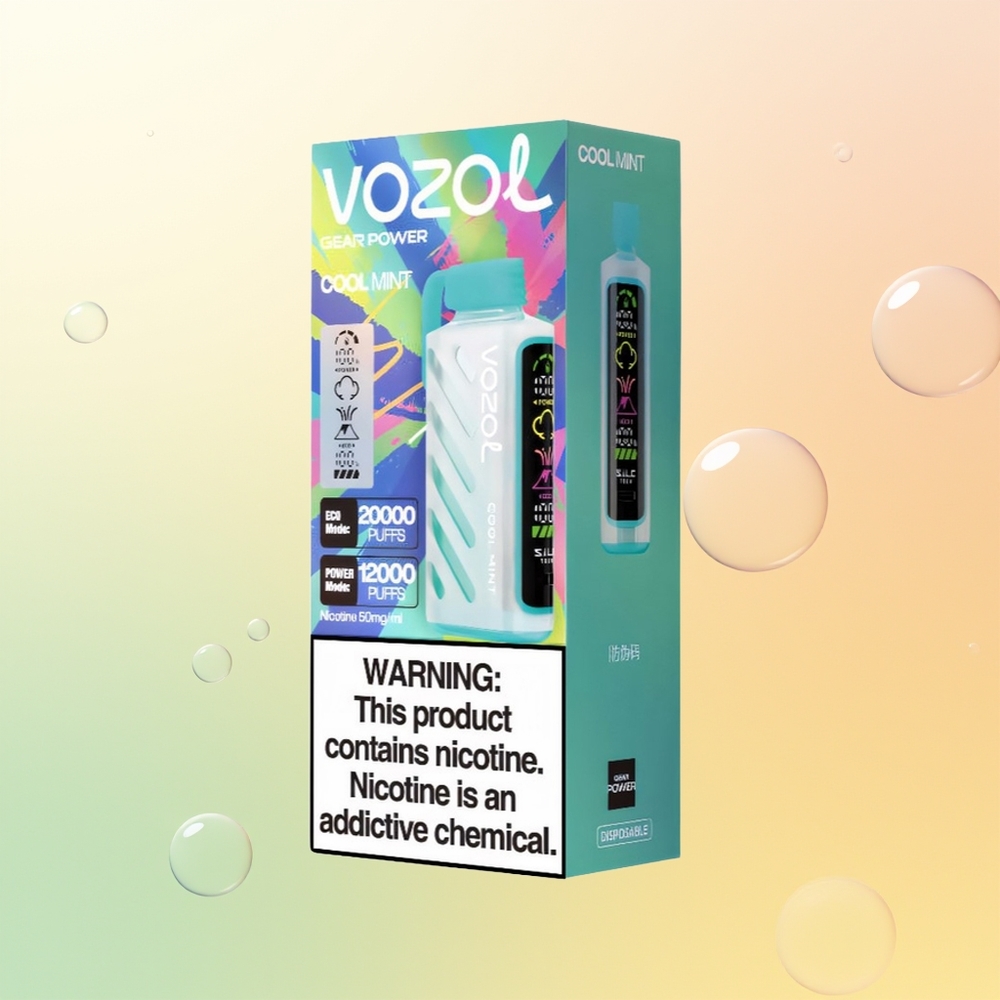VOZOL Gear Power 20000 Puffs Finland Tukku Viileä Minttu SiLC Tech Dual Mesh Coil Full Screen Display 20mL 5