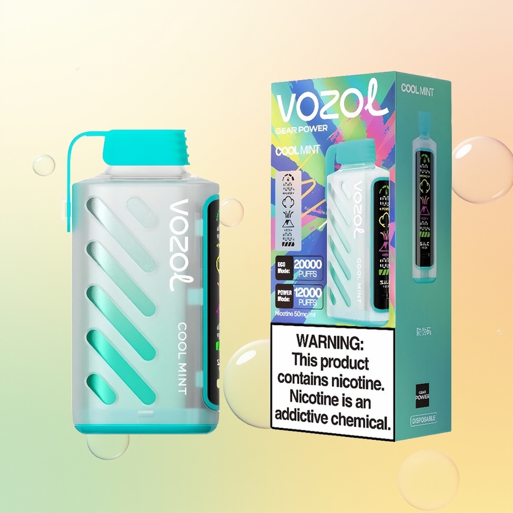VOZOL Gear Power 20000 Puffs Finland Tukku Viileä Minttu SiLC Tech Dual Mesh Coil Full Screen Display 20mL 5