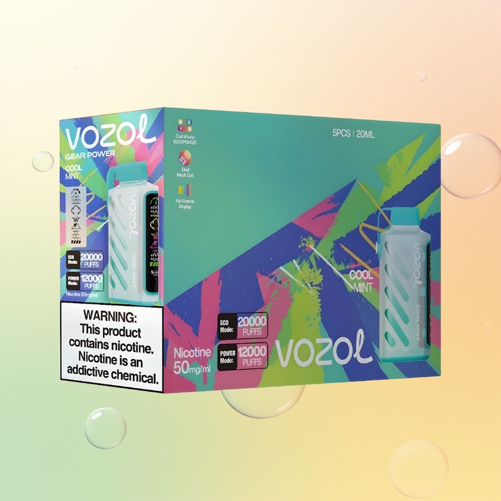 VOZOL Gear Power 20000 Puffs Finland Tukku Viileä Minttu SiLC Tech Dual Mesh Coil Full Screen Display 20mL 5