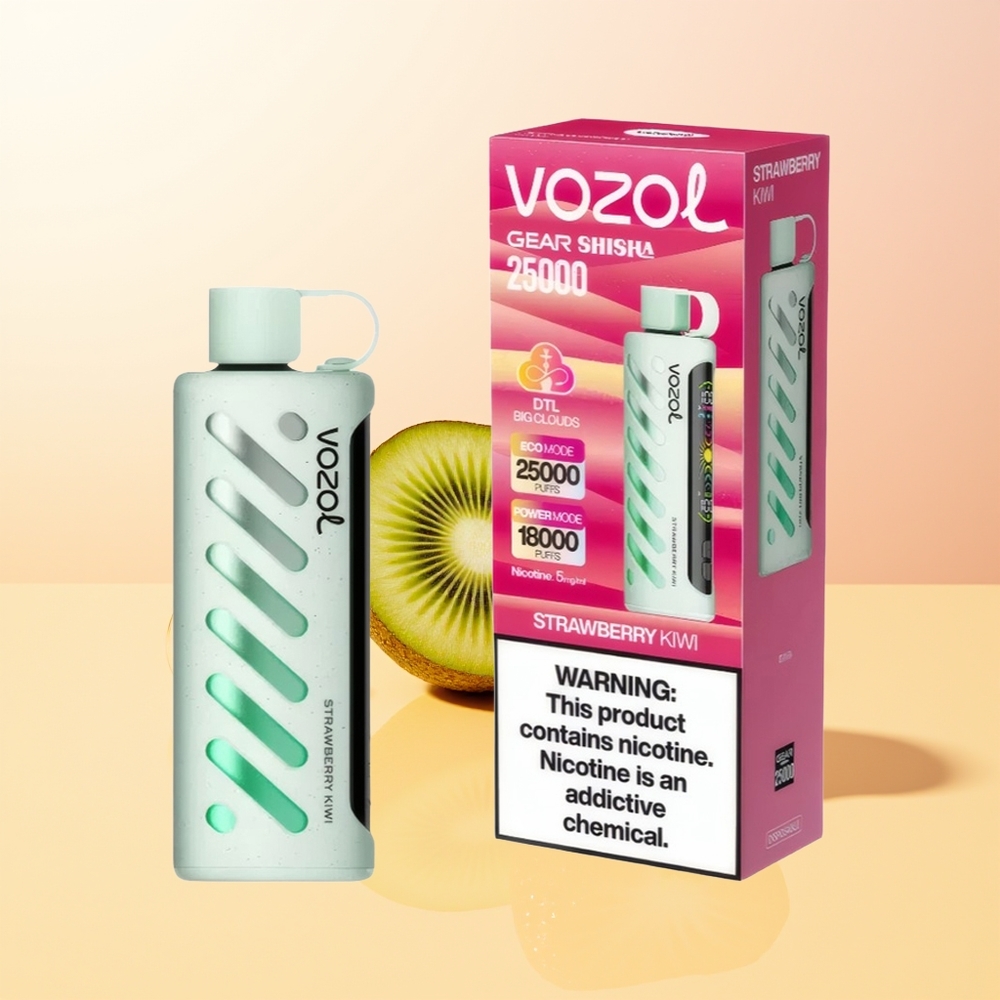 VOZOL Gear Shisha 25000 Puff Finland Tukku Mansikka-Kiivi 5mg/ml 1000mAh Dual Mesh SiLC Tech
