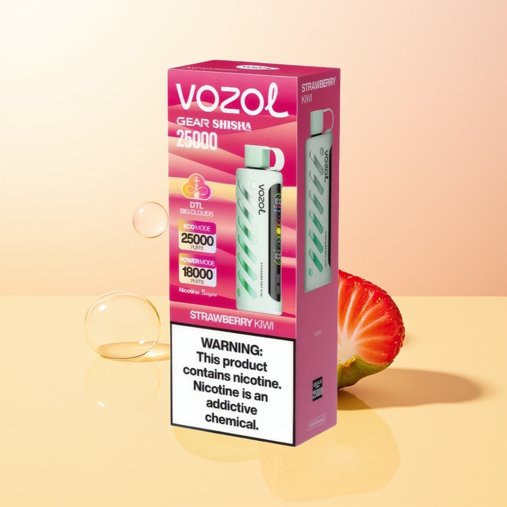 VOZOL Gear Shisha 25000 Puff Finland Tukku Mansikka-Kiivi 5mg/ml 1000mAh Dual Mesh SiLC Tech