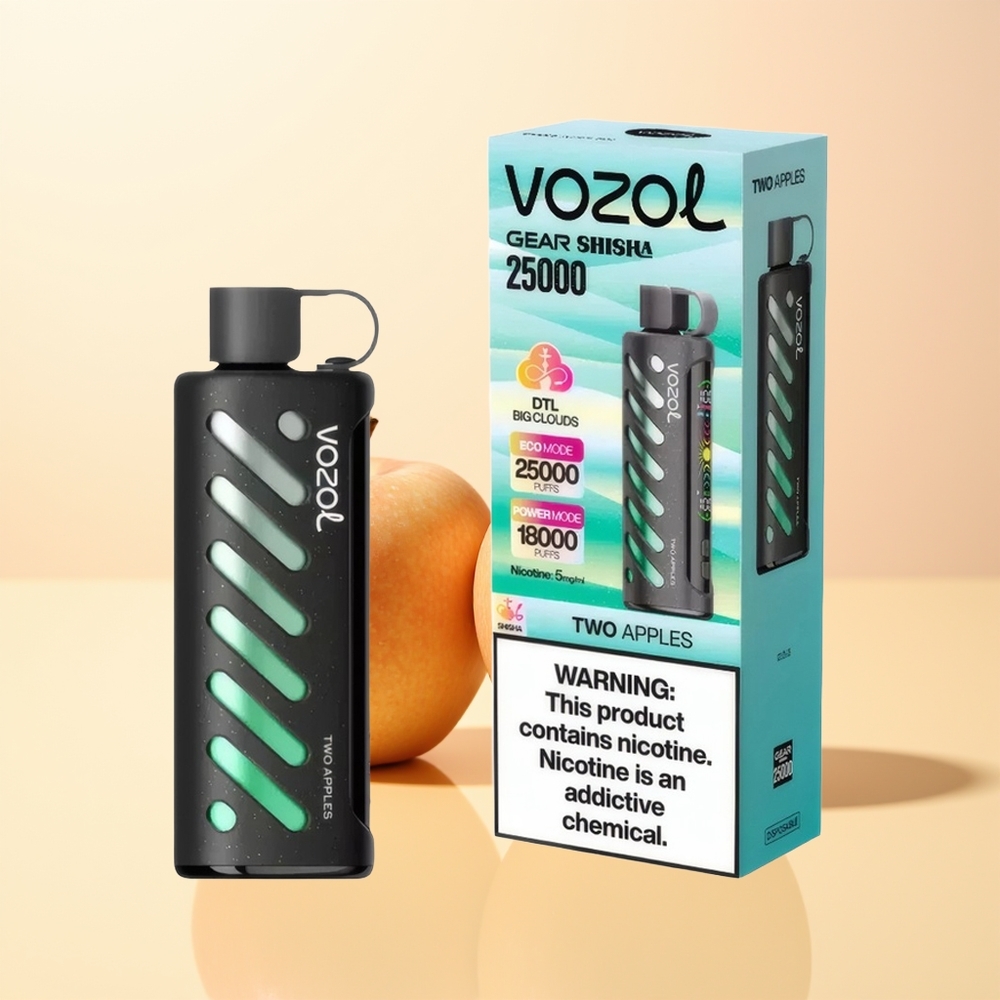 VOZOL Gear Shisha 25000 Puffs Finland Tukku Kaksi Omenaa SiLC Tech Dual Mesh 1000mAh 5mg/ml