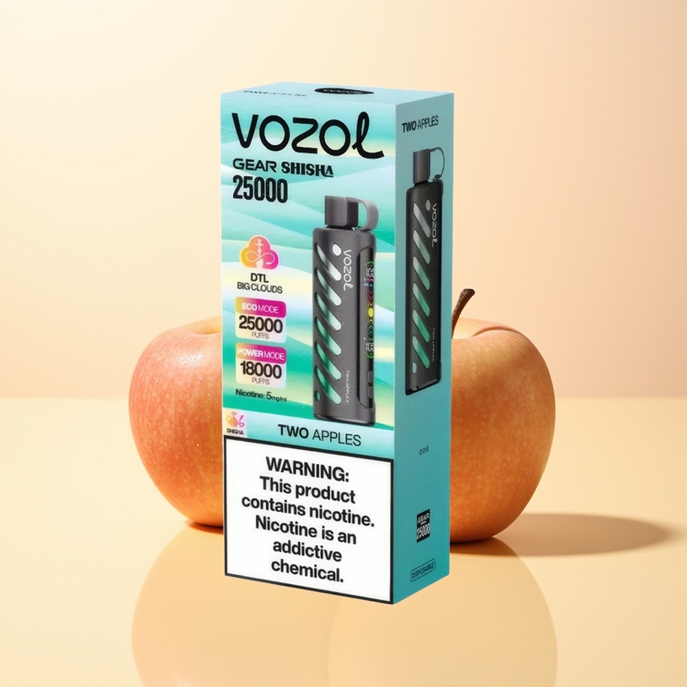VOZOL Gear Shisha 25000 Puffs Finland Tukku Kaksi Omenaa SiLC Tech Dual Mesh 1000mAh 5mg/ml