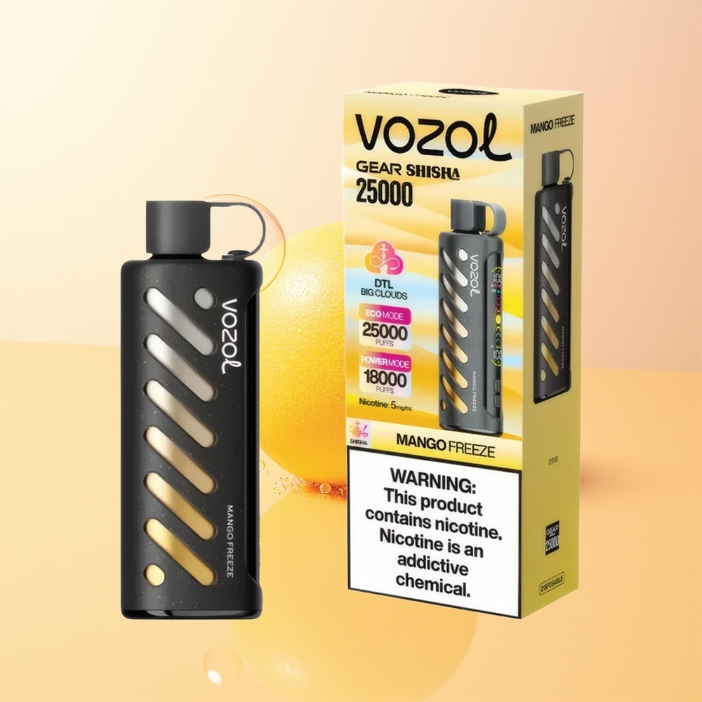 VOZOL Gear Shisha 25000 Puffs Finland Tukku Mango Jäädyke SiLC Tech Dual Mesh 5mg/ml