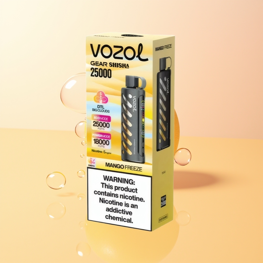 VOZOL Gear Shisha 25000 Puffs Finland Tukku Mango Jäädyke SiLC Tech Dual Mesh 5mg/ml