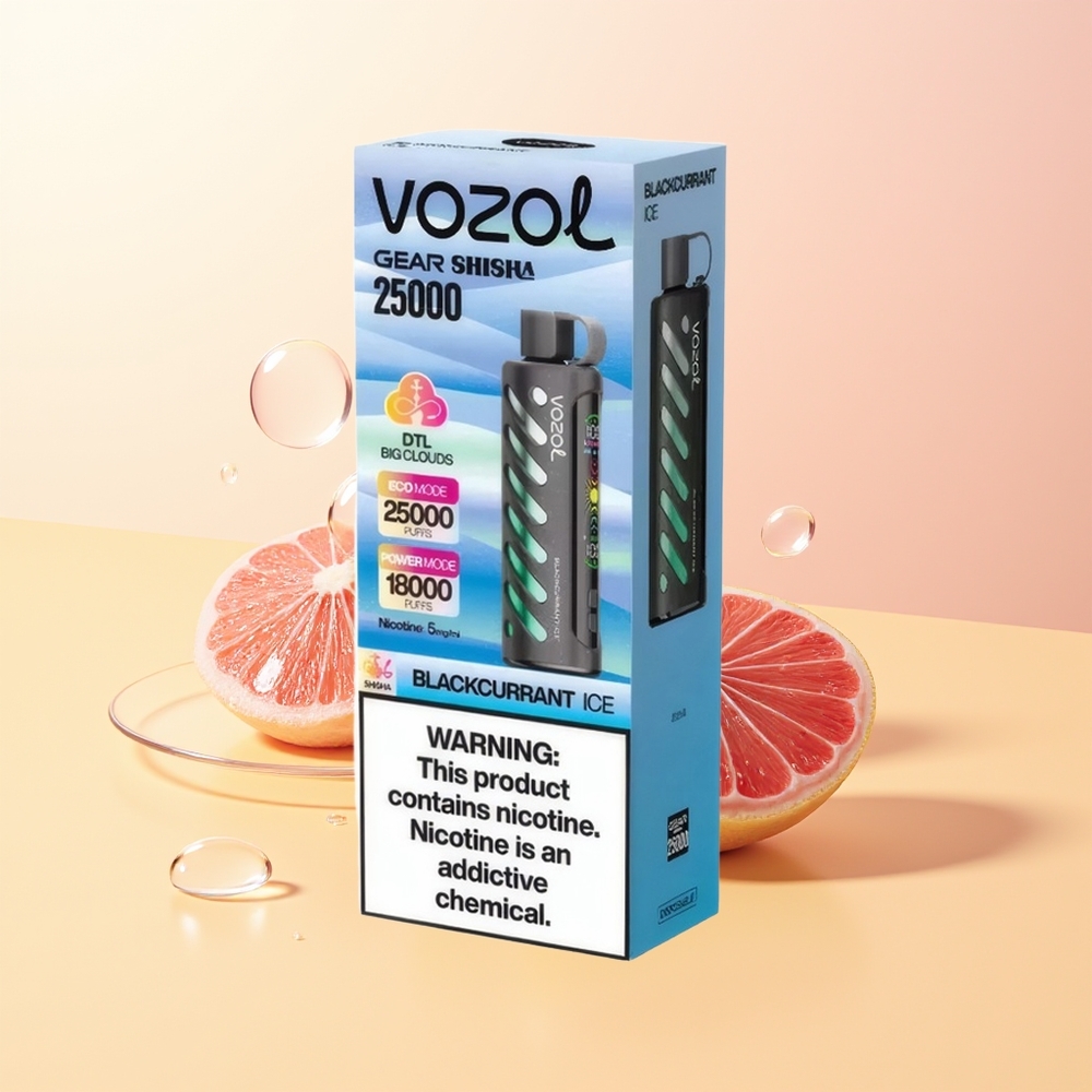VOZOL Gear Shisha 25000 Puffs Finland Tukku Mustaherukka Jää SiLC Tech Dual Mesh 5mg/ml 1000mAh