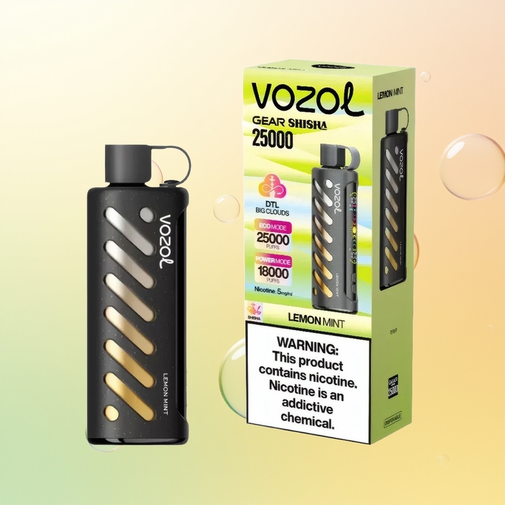 VOZOL Gear Shisha 25000 Puffs Finland Tukku Sitruuna Minttu SiLC Tech Dual Mesh 5mg/ml 1000mAh