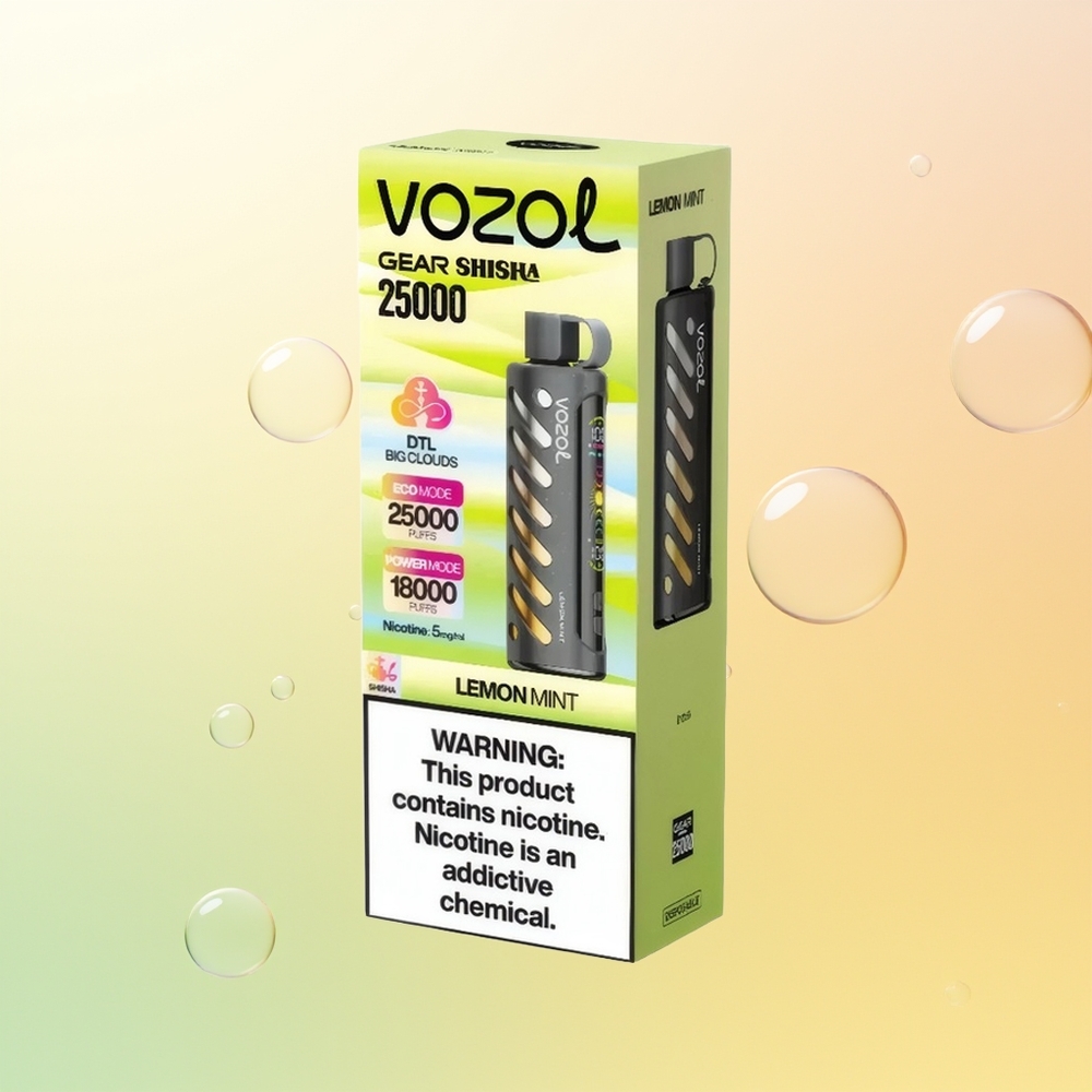 VOZOL Gear Shisha 25000 Puffs Finland Tukku Sitruuna Minttu SiLC Tech Dual Mesh 5mg/ml 1000mAh