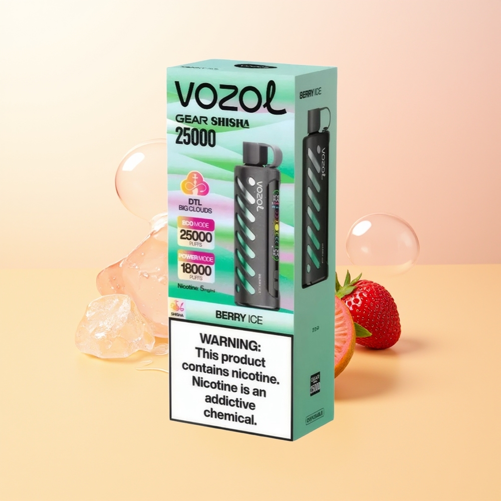 VOZOL Gear Shisha 25000 Suukkoa Finland Tukku Marja-Jää SiLC Tech Dual Mesh 1000mAh 5mg/ml