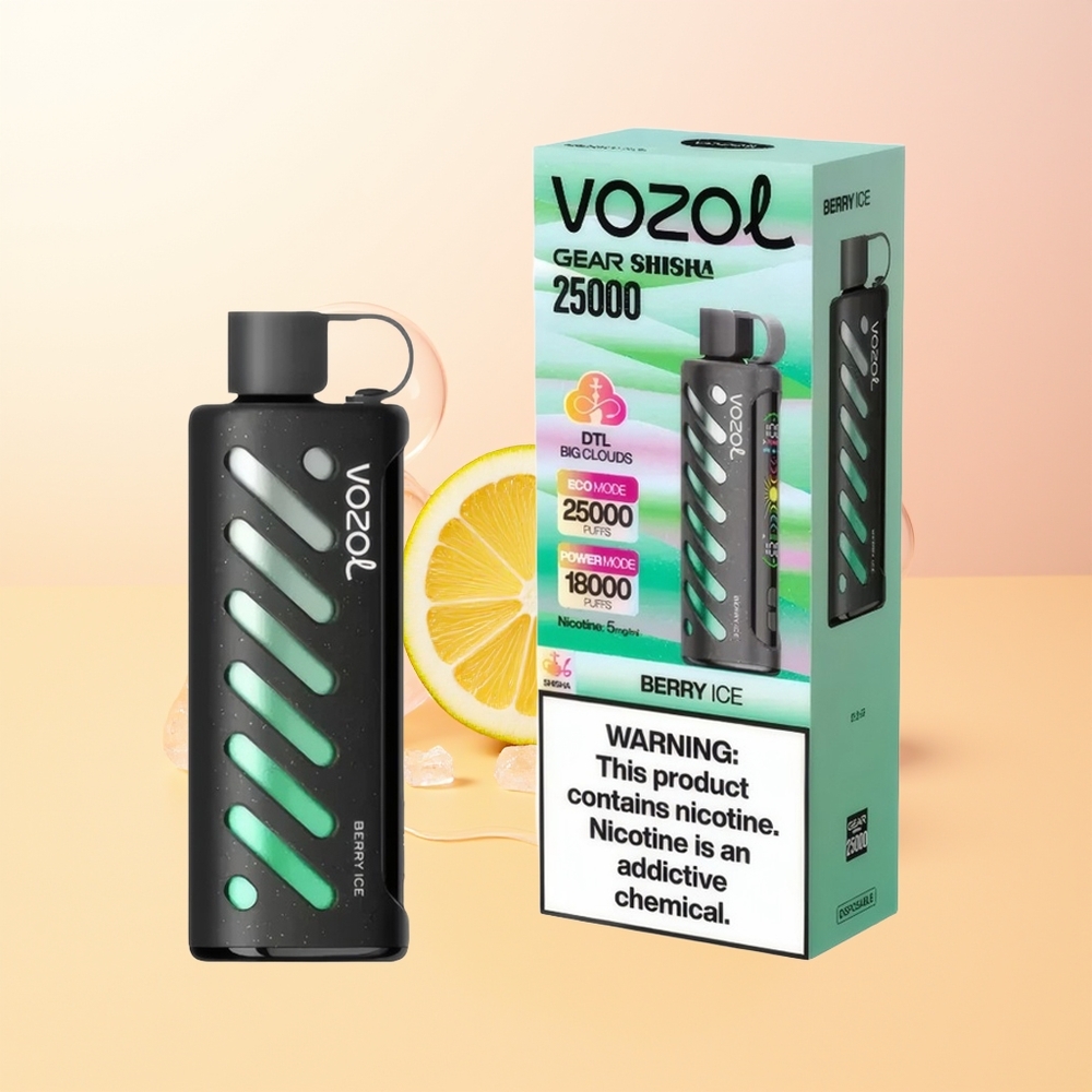 VOZOL Gear Shisha 25000 Suukkoa Finland Tukku Marja-Jää SiLC Tech Dual Mesh 1000mAh 5mg/ml