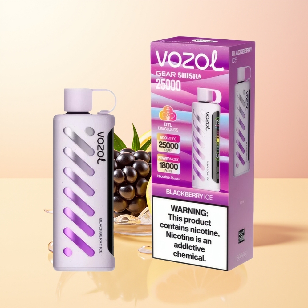 VOZOL Gear Shisha 25000 Tupakka Suomi Tukku Mustikka Jää SiLC Tech Dual Mesh 5mg/ml 1000mAh