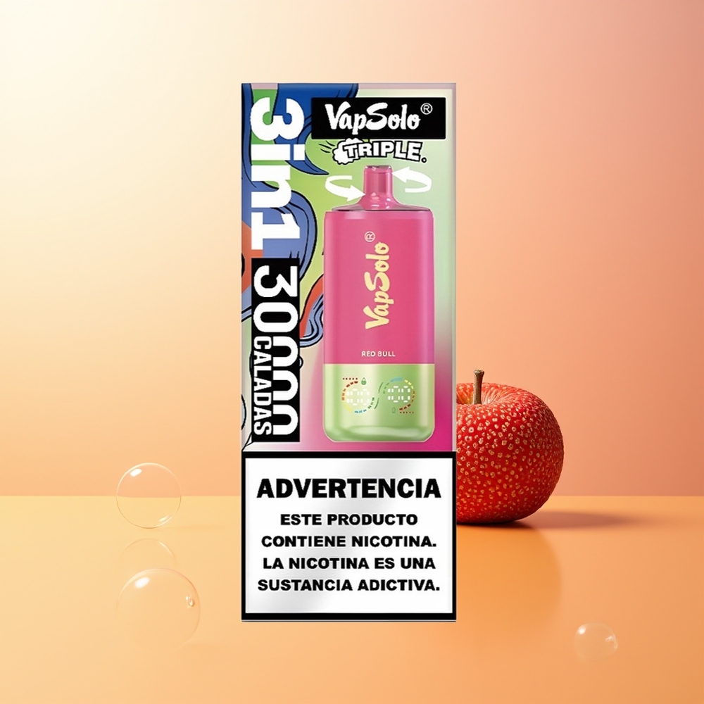 VapSolo Triple 30000 Puffs Finland Tukku Punainen Härkä Type-C 40ml 20mg/ml/50mg/ml 3-öljyisä