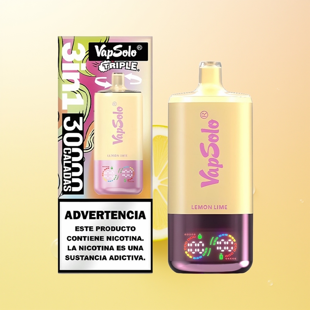 VapSolo Triple 30000 Puffs Finland Tukku Sitruuna Lime Type-C 40ml 20mg/50mg 3-tankki