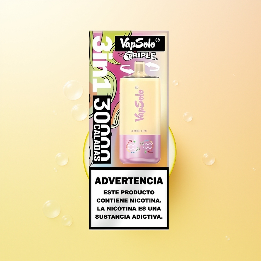 VapSolo Triple 30000 Puffs Finland Tukku Sitruuna Lime Type-C 40ml 20mg/50mg 3-tankki