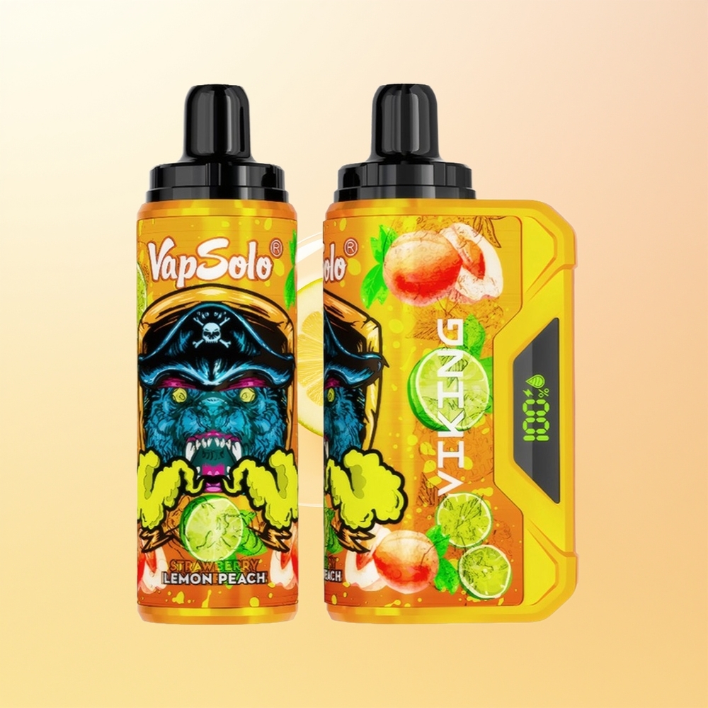 VapSolo VIKING 12000 Puff Finland Tukku Sitruuna Persikka 22ml Type-C LED Näyttö