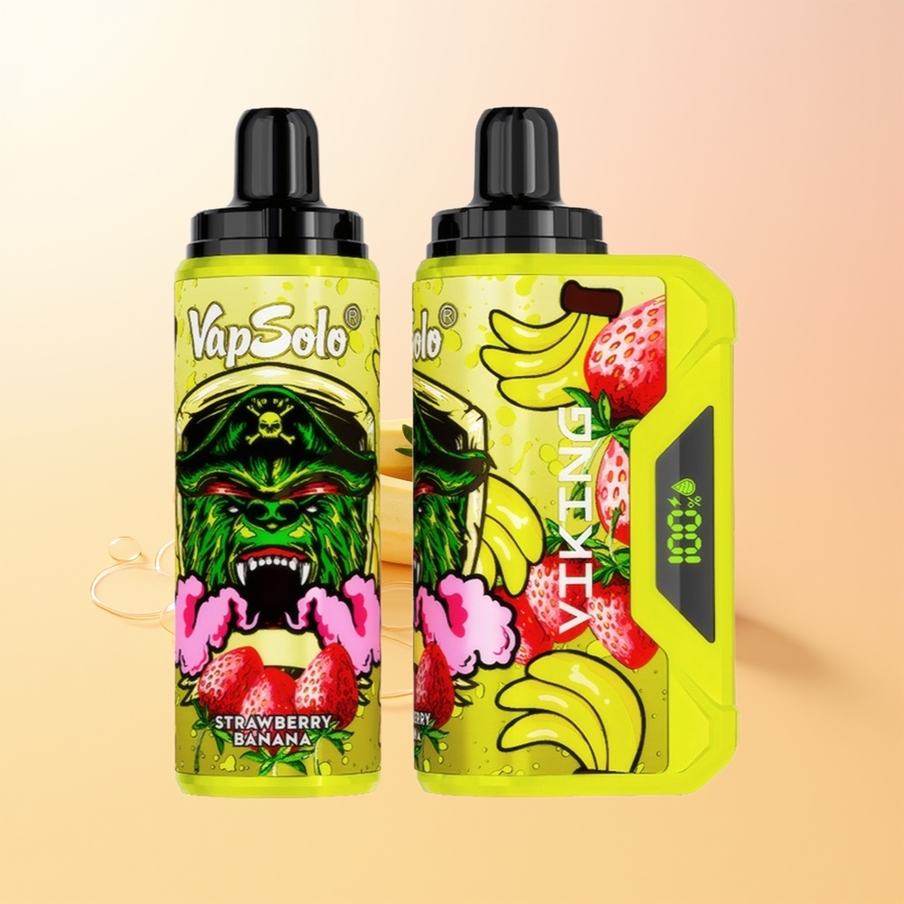 VapSolo VIKING 12000 Puffs Finland Tukku Mansikka Banaani 22ml Type-C LED Näyttö