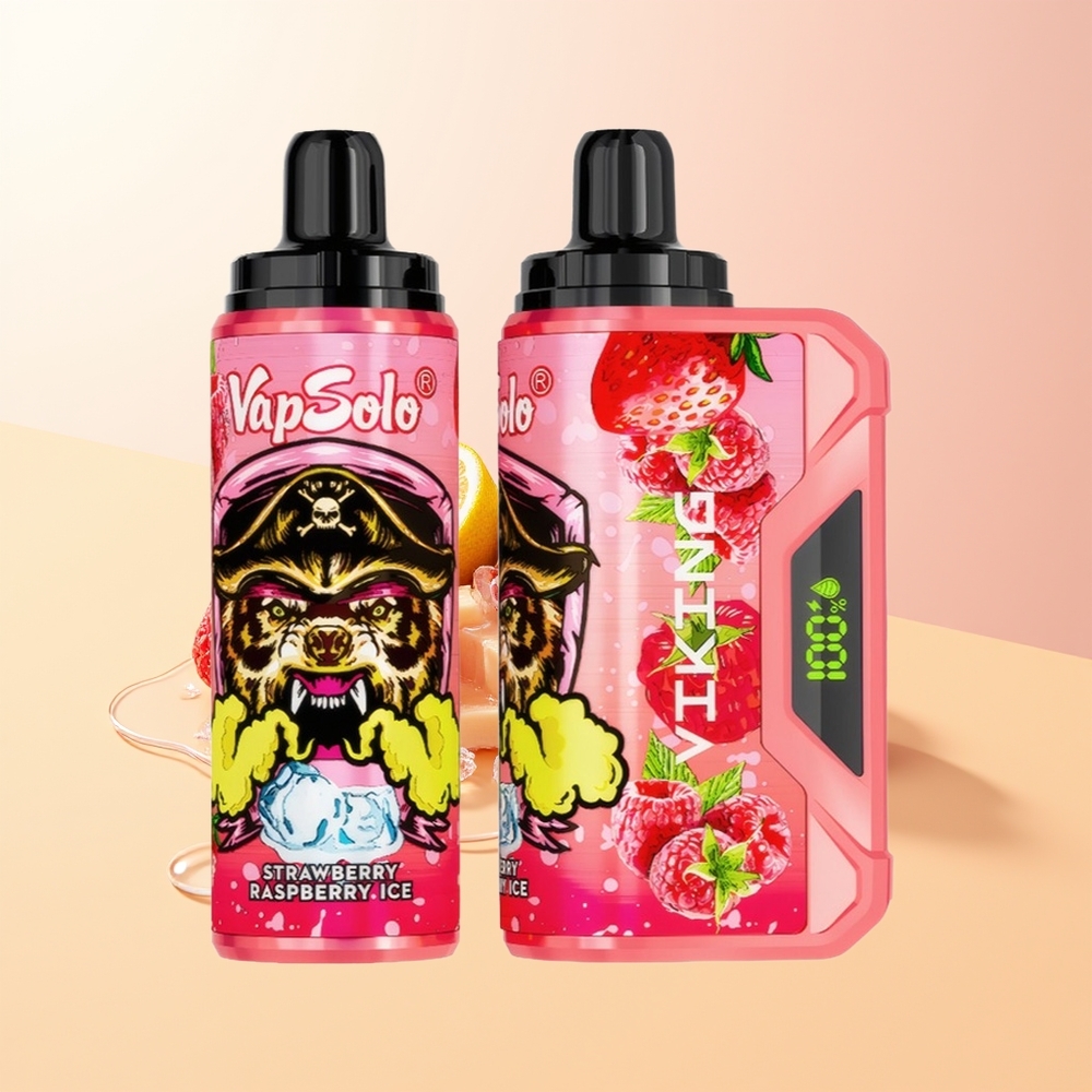 VapSolo VIKING 12000 Puffs Finland Tukku Mansikka Vadelma Jää 22ml Type-C LED-Näyttö