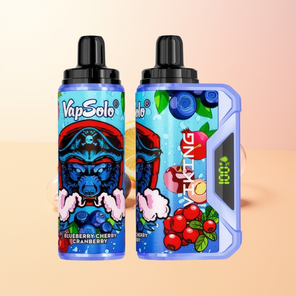 VapSolo VIKING 12000 Puffs Finland Tukku Mustikka Kirsikka Karpalo 22ml Type-C LED Näyttö