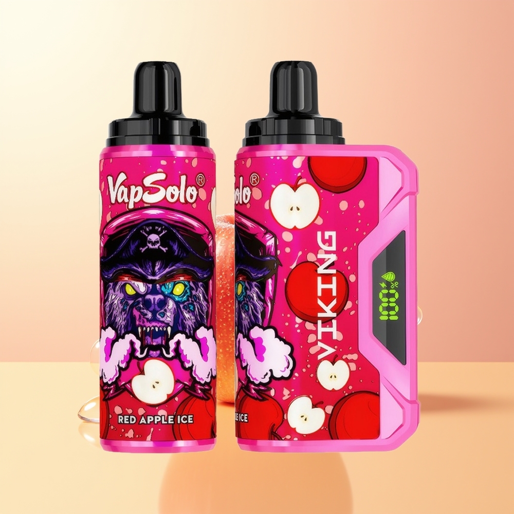 VapSolo VIKING 12000 Puffs Finland Tukku Punainen Omena Jää Type-C Ladattava 22ml 20mg/50mg LED-näyttö