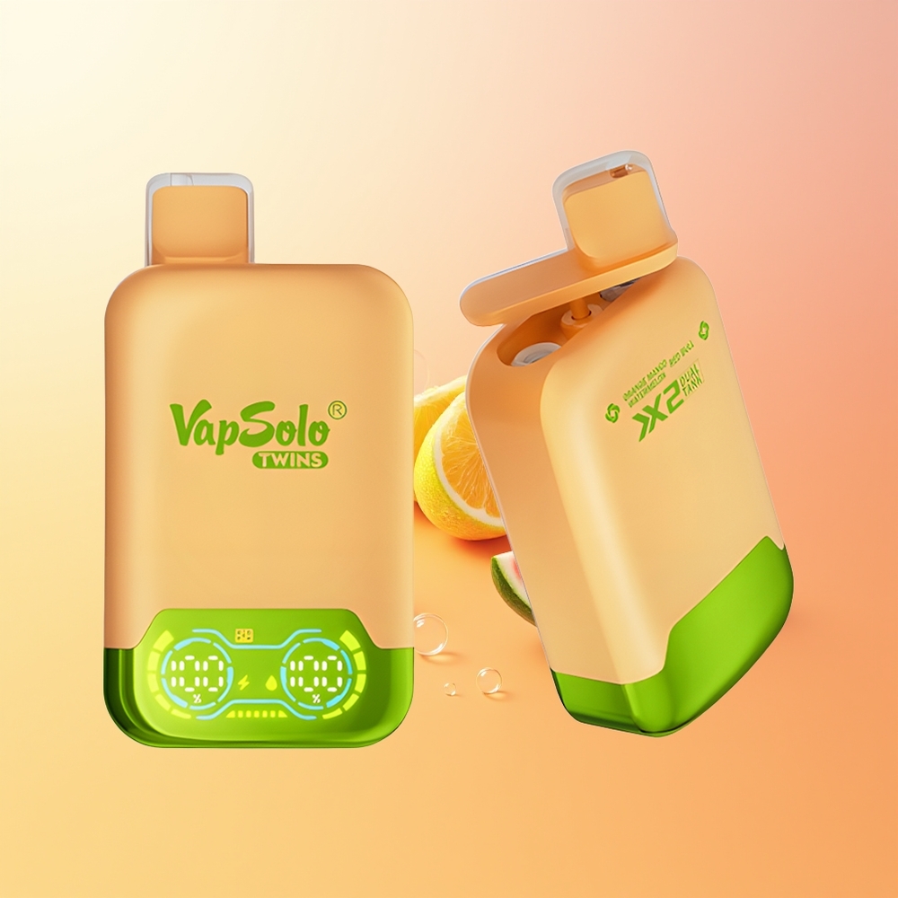 Vapsolo Twins 20000 Puffs Finland Tukku Appelsiini Mango Vesimeloni  Punainen Härkä Type-C 40ml 2-tankki 20mg/ml 50mg/ml