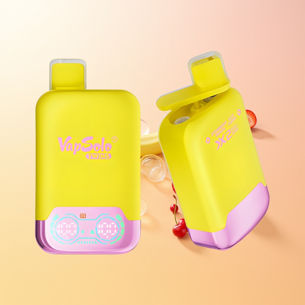 Vapsolo Twins 20000 Puffs Finland Tukku Mansikka Banaani  Virkistävä Kirsikka Type-C 40ml 2-tankki